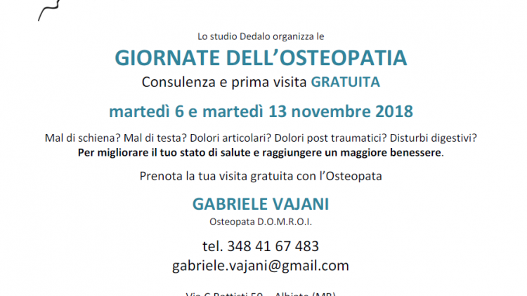 Altre Due Giornate dell’Osteopatia a Novembre